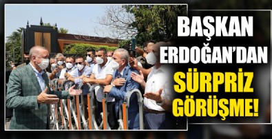 Başkan Erdoğan minibüsçüleri görünce makam aracından indi! Minibüsçülerden Erdoğan'a teşekkür