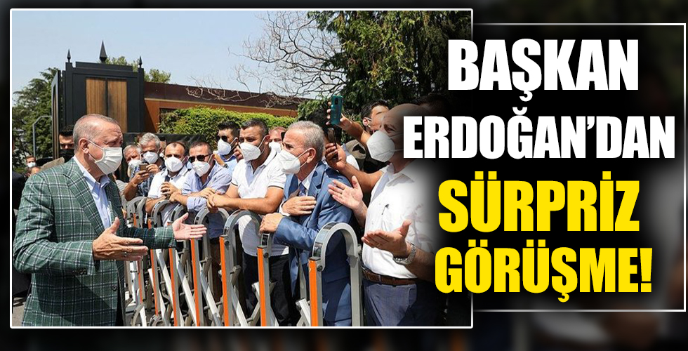 Başkan Erdoğan minibüsçüleri görünce makam aracından indi! Minibüsçülerden Erdoğan'a teşekkür