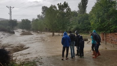 Suluova'da Saganak Yagis Dereyi Tasirdi, Köy Yolu Nehre Döndü