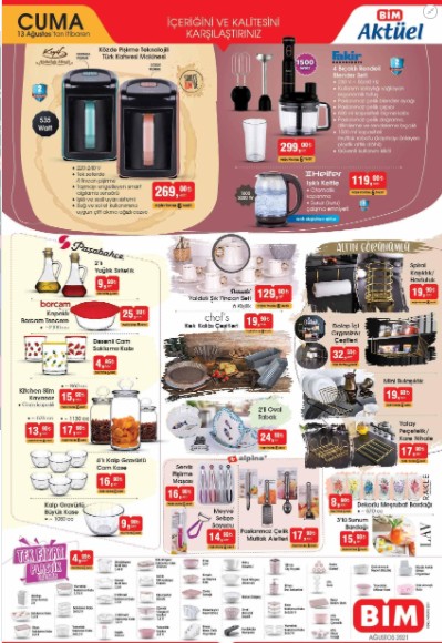 13 Ağustos BİM Kataloğu BİM’e Bu Cuma Neler Gelecek? BİM’de Bu Cuma Neler Var? 13 Ağustos BİM Aktüel