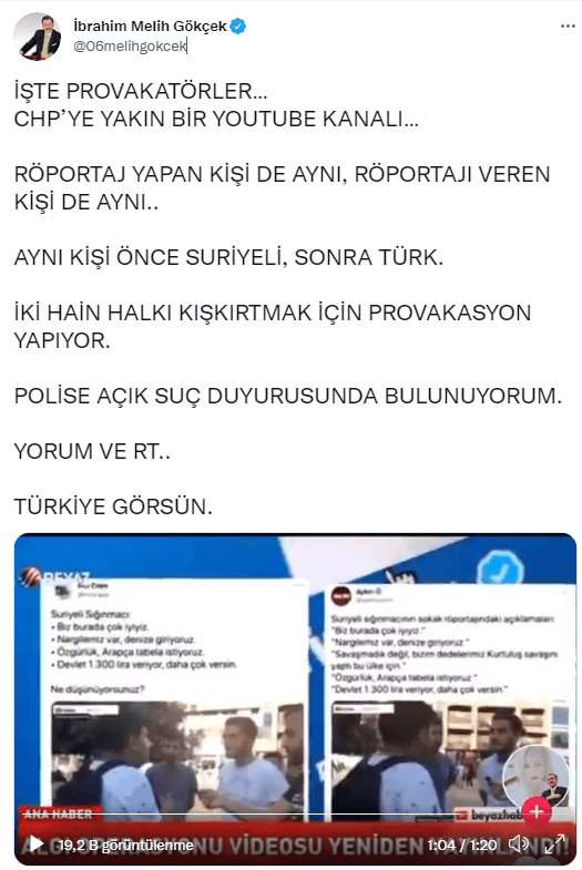 Melih Gökçek 'iki haini' paylaştı!