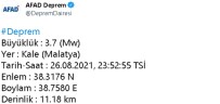 Malatya'da 3.7 Büyüklügünde Deprem