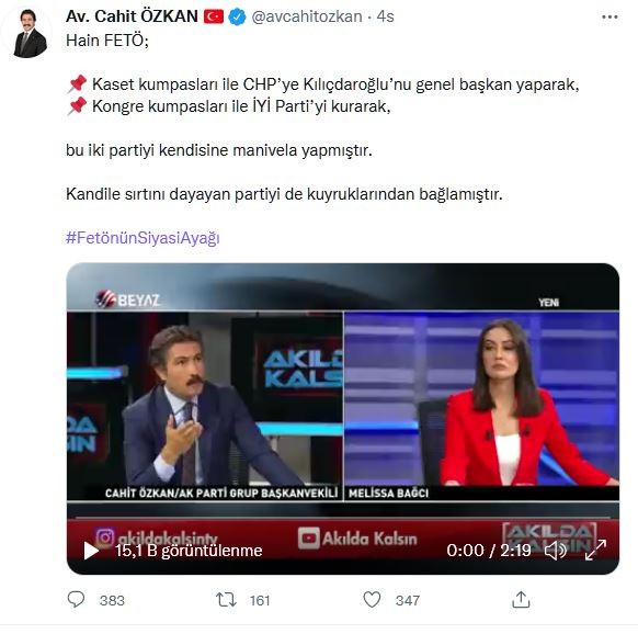 AK Partili Cahit Özkan: İYİ Parti, FETÖ'nün kurduğu bir partidir