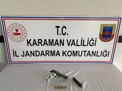 Karaman'da Ruhsatsiz Tabanca Ele Geçirildi