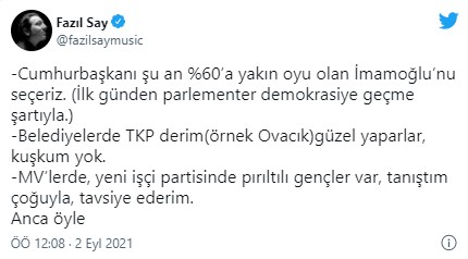 Fazıl Say'ın gece yarısı bildirisi dalga konusu oldu