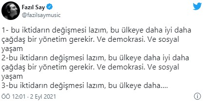 Fazıl Say'ın gece yarısı bildirisi dalga konusu oldu