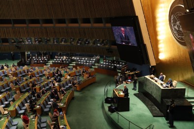 Cumhurbaskani Erdogan, BM 76. Genel Kurulu Toplantisinda Dünyaya Seslendi