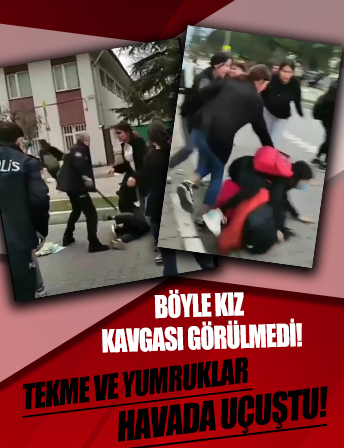 20'ye yakın liseli kız öğrenci birbirine girdi! Tekmeler, yumruklar havada uçuştu...