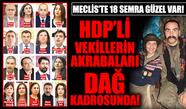 HDP'li 18 vekilin birinci dereceden akrabası dağ kadrosunda!