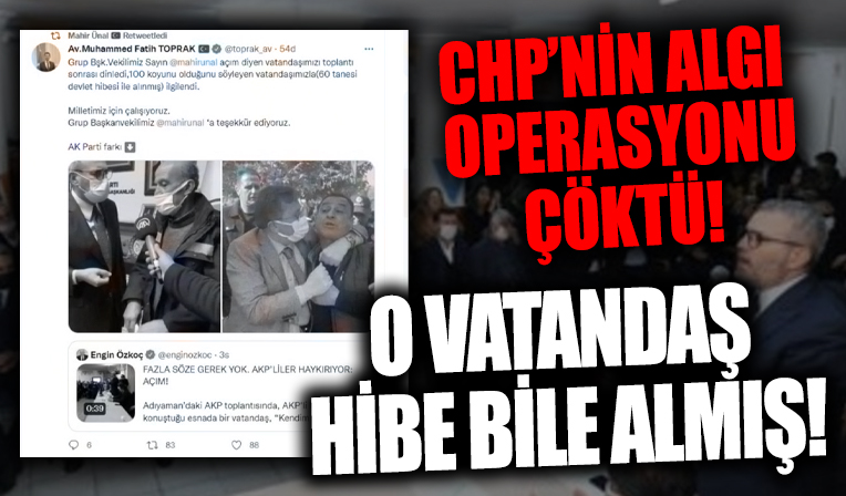 CHP'li isimlerin algı operasyonunu Mahir Ünal bozdu: O vatandaş hibe ve maddi destek almış!