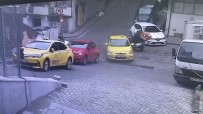(Özel) Kagithane'de Süratli Seyreden Motokurye Taksinin Tamponuna Çarparak Yere Savruldu