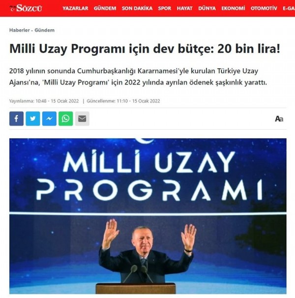 Türkiye Uzay Ajansı'ndan (TUA) 'dev bütçe' iddialarına yanıt