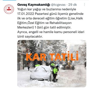 Gevas'ta Okullar 1 Gün Tatil