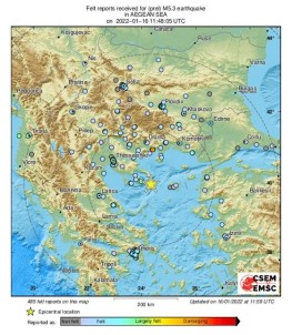 Yunanistan Açiklarinda 5.3 Büyüklügünde Deprem