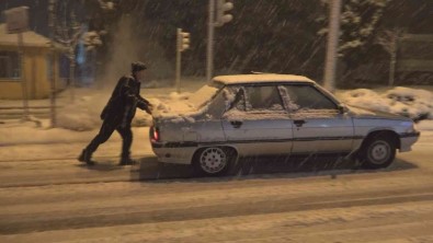 Bafra'da Yogun Kar Yagisi