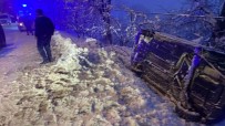 Karda Devrilen Otomobili Halatlarla Agca Bagladilar Açiklamasi 1 Yarali