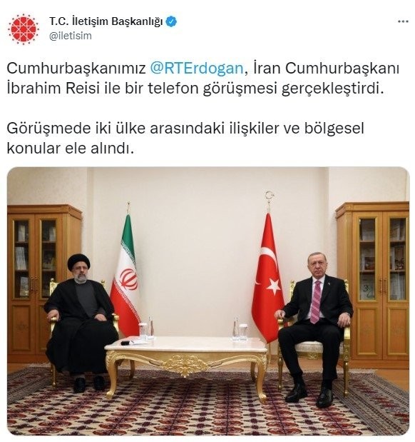 Başkan Erdoğan ile İran Cumhurbaşkanı Reisi telefonda görüştü