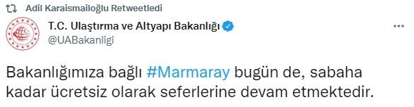 Bakan duyurdu! Marmaray ücretsiz!