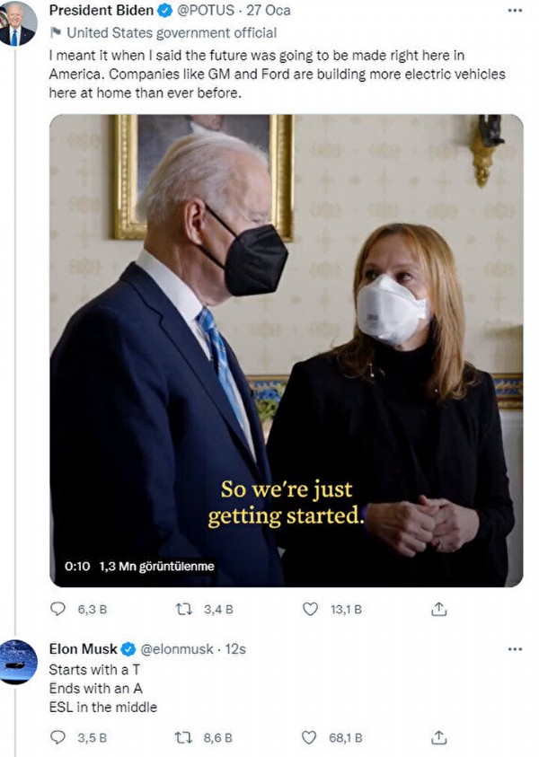 Elon Musk'tan ABD Başkanı Biden'a sert tepki!