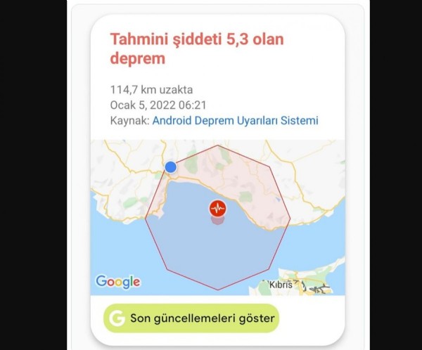 Google, Antalya'daki deprem öncesi kullanıcılara bildirim gönderdi