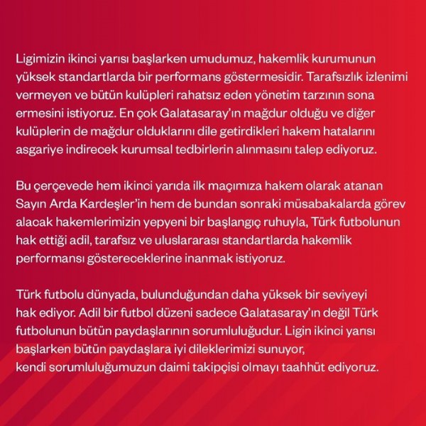 Galatasaray'dan hakem tepkisi!