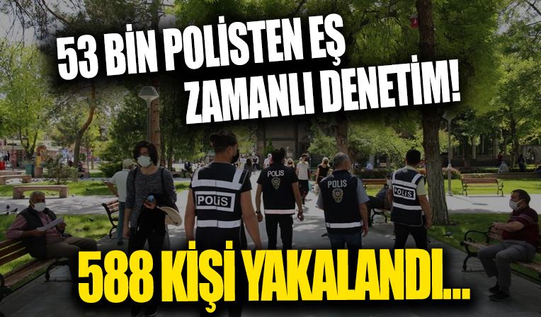 53 bin polis eş zamanlı denetime çıktı: Aranan 588 kişi yakalandı