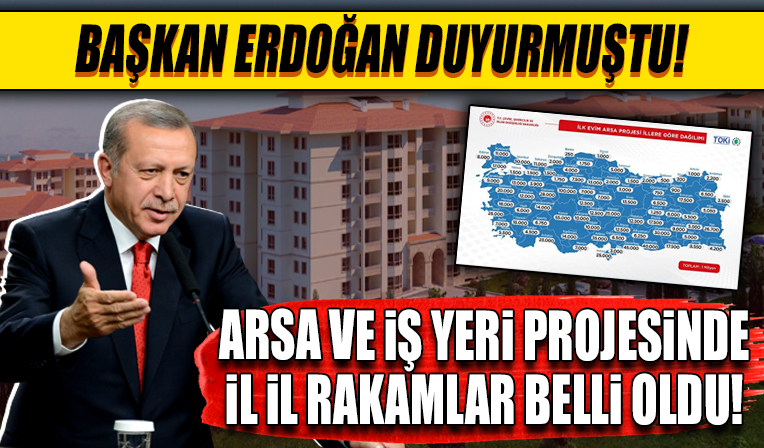 Cumhurbaşkanı Erdoğan duyurmuştu: Arsa ve iş yeri projesinde il il rakamlar belli oldu!