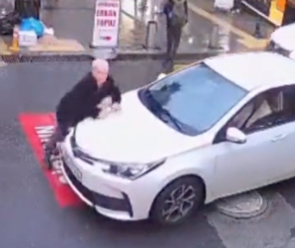 Giresun'daki yaşlı adam, kendisini duran aracın üzerine attı