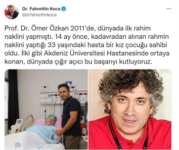 Bakan Koca'dan Prof. Dr. Ömer Özkan'a Övgü
