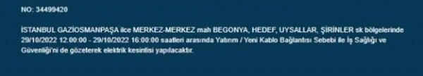 Bedaş duyurdu: İstanbul'un 7 ilçesinde 8 saatlik elektrik kesintisi!