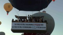 Yeri Üretilen Sicak Hava Balonu 'TOGG'a Selam Olsun' Pankartiyla Havalandi