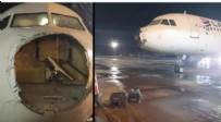 Yolcu uçağının burnu ve ön camı parçalandı