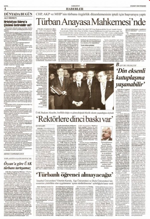 Geçmişte başörtüsü serbestisine karşı çıkıp AYM'ye başvuran Kılıçdaroğlu'nun, ikiyüzlü siyaseti! İşte 2008 yılı manşetleri