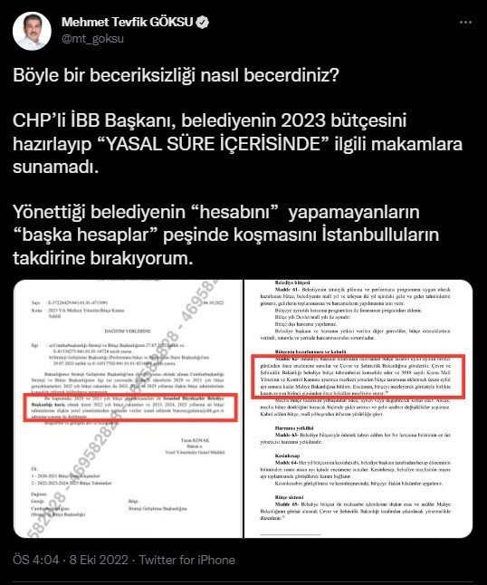 CHP'li İBB Başkanı İmamoğlu 2023 bütçesini yasal süre içerisinde sunamadı