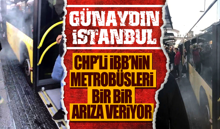Avcılar'da lastiğinden duman yükselen metrobüsün yolcuları tahliye edildi