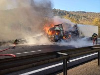Bilecik'te Kesilmis Tavuk Yüklü Tir Cayir Cayir Yandi