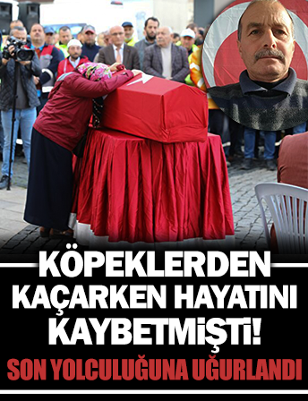 Köpeklerden kaçarken hayatını kaybeden temizlik işçisine acı veda