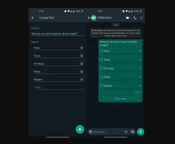 WhatsApp sohbetlerine anket özelliği geldi