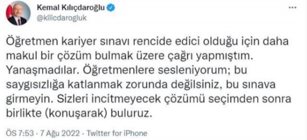 Öğretmenler Kemal Kılıçdaroğlu'nu dinlemedi