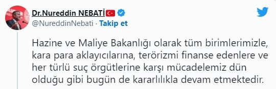 Bakan Nebati: Ülkemize yönelik uluslararası kara para soruşturması açılacağına ilişkin iddialar gerçek dışıdır