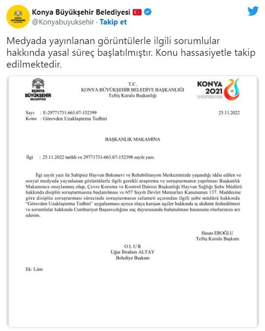 Konya'da barınaktaki hayvanların telef edildiği iddialarına ilişkin 2 şüpheliye gözaltı kararı