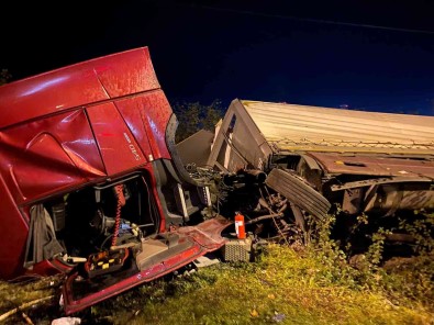 Samsun'da Tomruk Yüklü Tir Devrildi Açiklamasi 1 Yarali