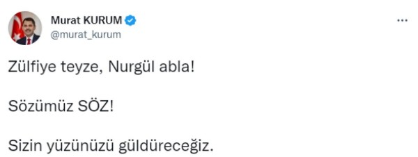 Murat Kurum depremzedelere söz verdi