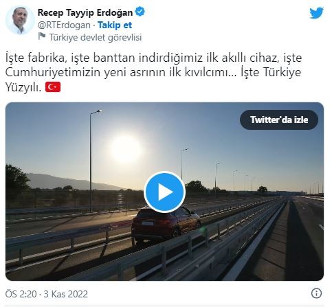 Başkan Erdoğan'dan Togg paylaşımı