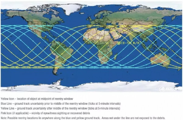 23 tonluk roket kontrolsüz bir şekilde Dünya'ya düşüşe geçti