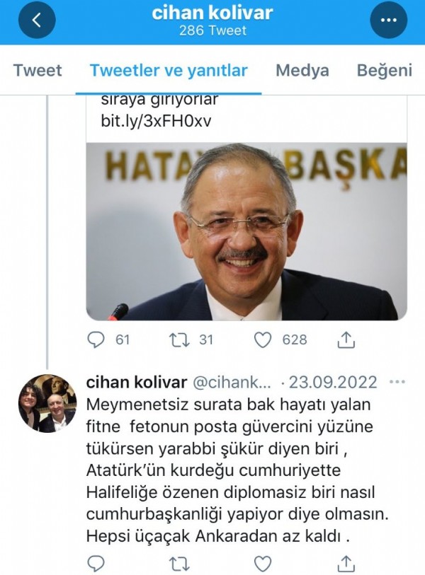 Türk milletine hakaret eden Cihan Kolivar'ın Twitter paylaşımları