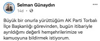 AK Parti Torbali Ilçe Baskani Günaydin Istifa Etti