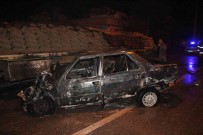 Kilis'te Tira Çarpan Araç Alev Alev Yandi, Otomobildeki 3 Kisi Son Anda Kurtuldu