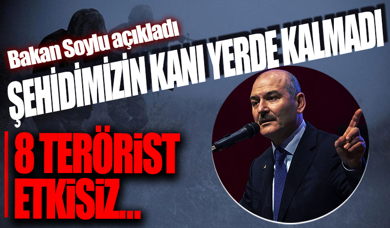 Bakan Soylu duyurdu: Şehidimizin kanı yerde kalmadı! 8 terörist etkisiz