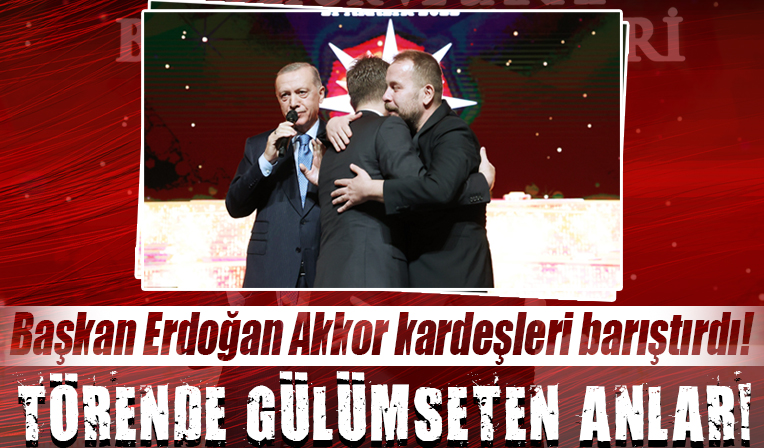 Ödül töreninde gülümseten anlar: Cumhurbaşkanı Erdoğan, Ömür ve Yunus Emre Akkor kardeşleri barıştırdı!